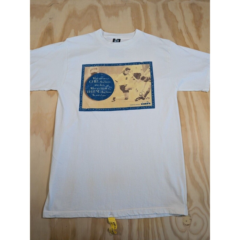 Vintage Diadora Roberto Baggio T-Shirt, Soccer Legend Graphic, Size Medium